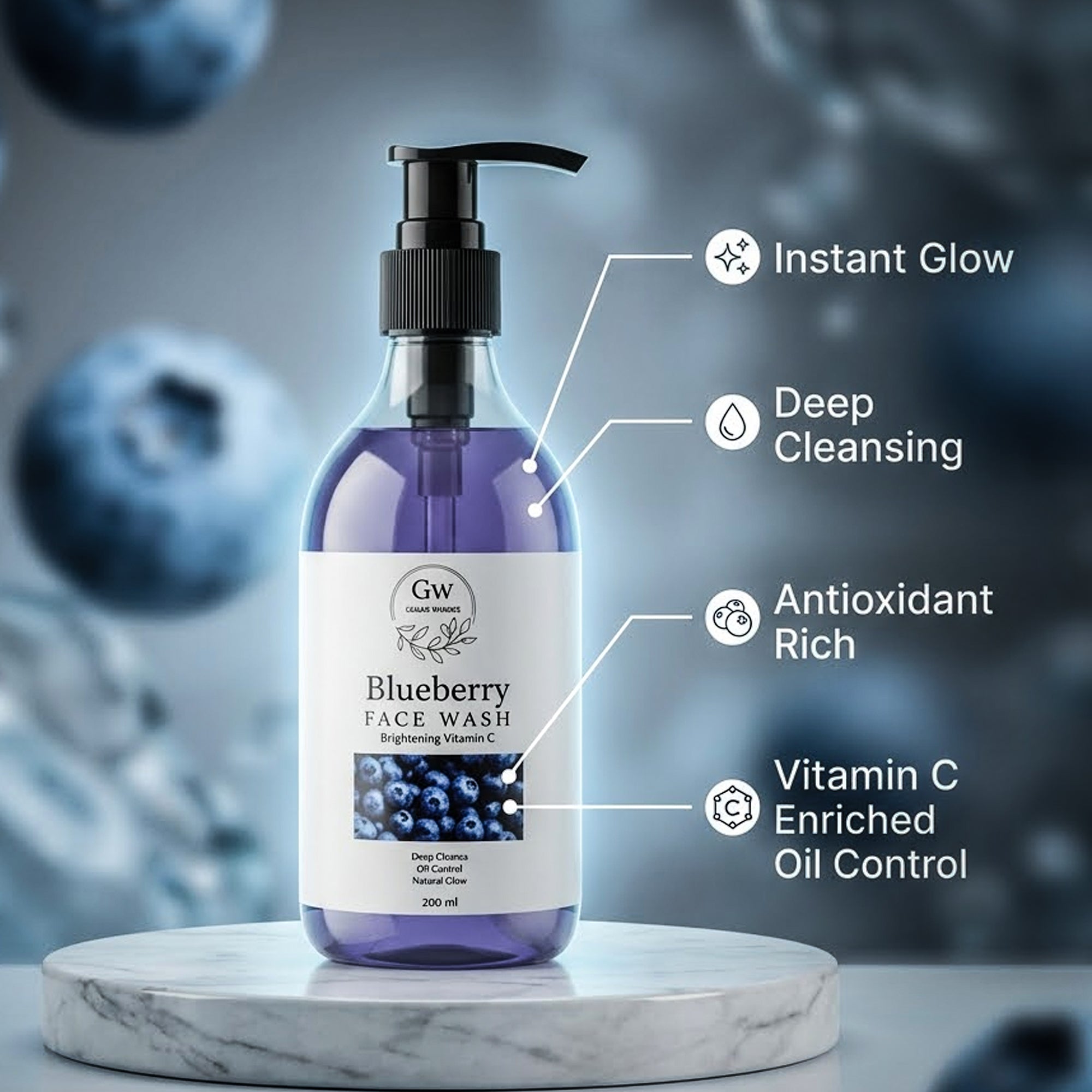 Tevoit Blueberry Face Wash (Pack of 2) – Oil Control & Glow (300ml Each)