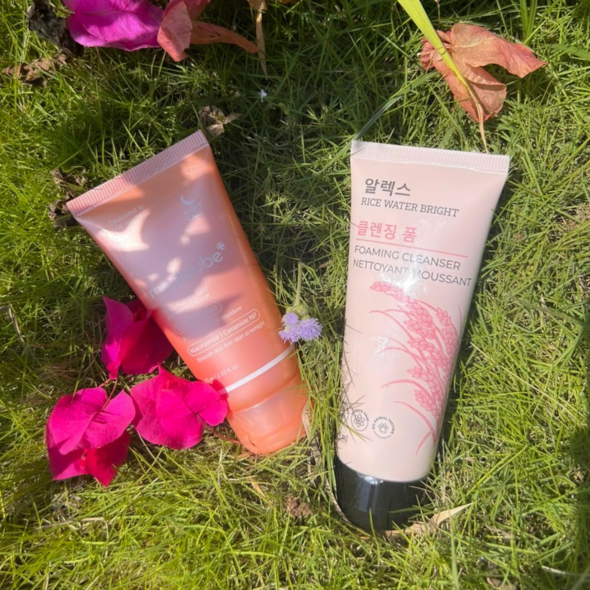 Tevoit Glass Skin Duo – Rice Cleanser + Collagen Night Mask for Hydration & Glow